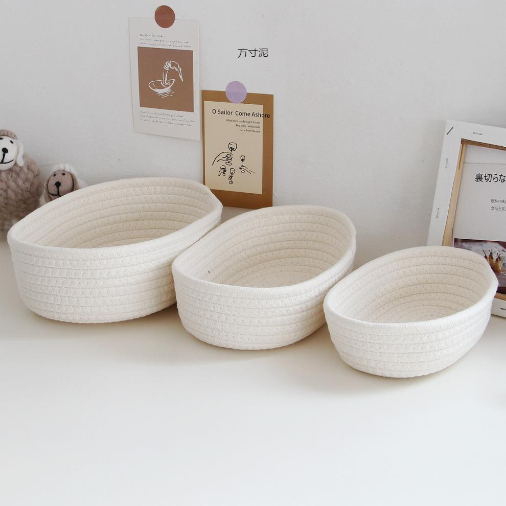 Woven Basket Set - Iskandinav Pamuk Halat Dokuma Saklama Sepetleri