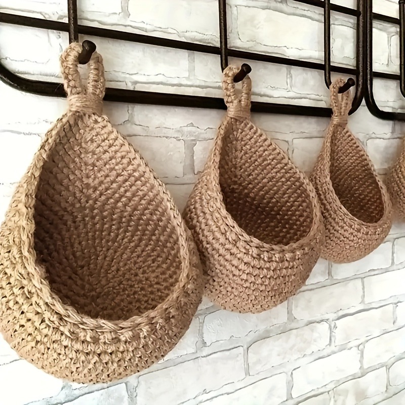 Woven Basket Set - 3 adet/takım makrome duvara monte meyve