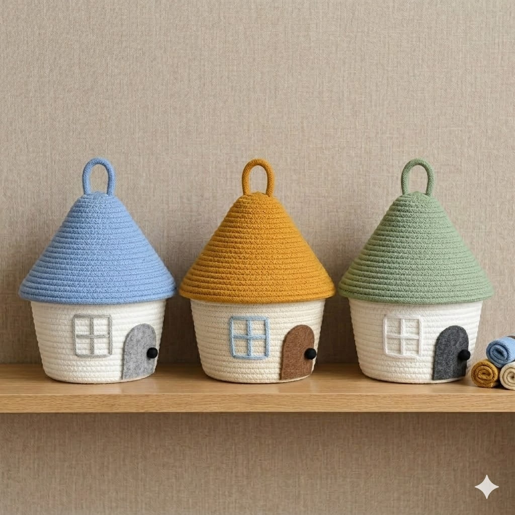 Pamuk İp Örgülü Kapaklı Saklam - Woven Basket Set incelemesi ve fiyatı